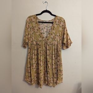 Natural Life Yellow Floral Flowy Mini Dress XS/S